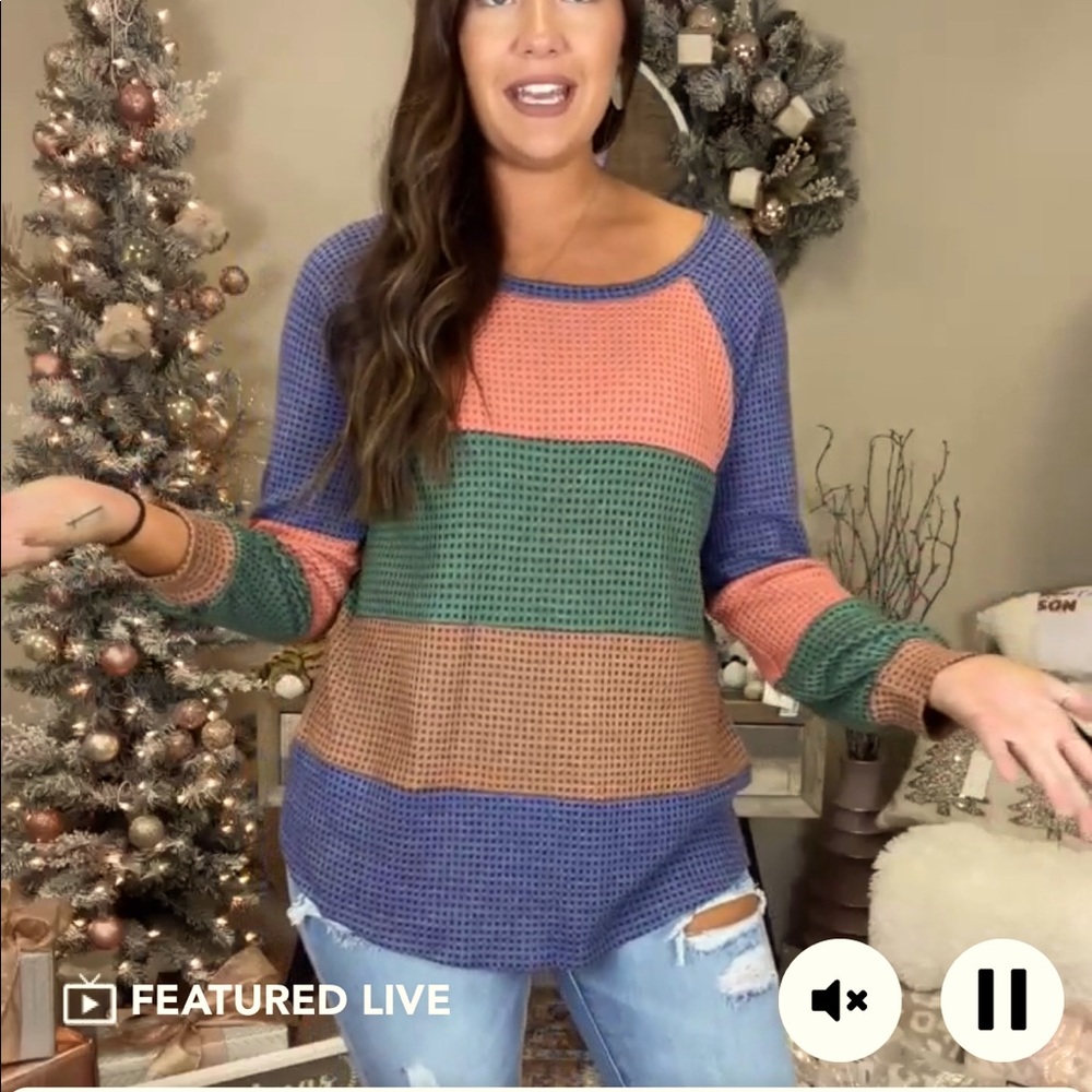 Multi-ColorBlock Waffle Knit Long Sleeve Top! Wld like to sell B4 XMAS :)